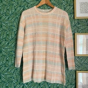 Lou & Grey | Pastel Pink Plaid Alpaca Blend Sweater XS